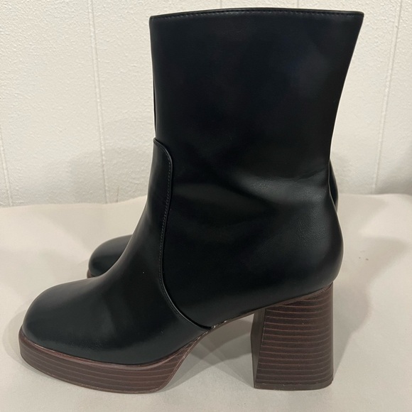 BP Keyla Platform Brown Faux Suede Chunky Bootie - Picture 5 of 13